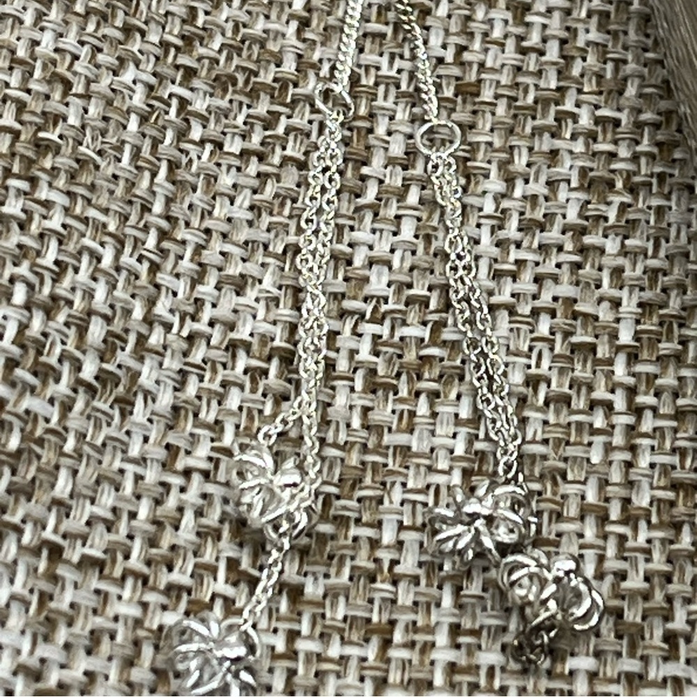 Vintage 925 Sterling Silver Flower Threader Earrings with Box - Picture 10 of 16